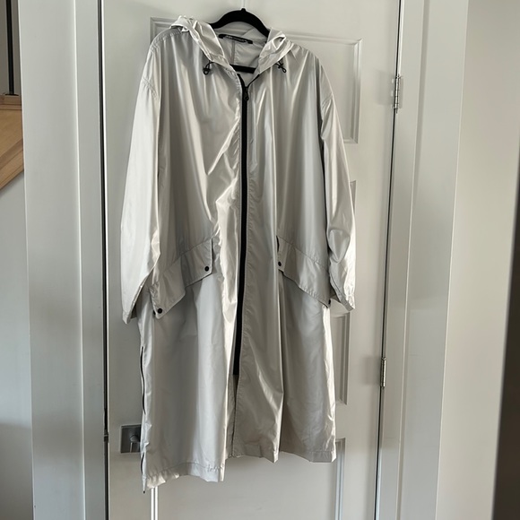 Zara Jackets & Blazers - Light Gray-Silver Raincoat - Oversized